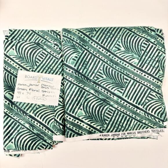 Vtg Karen Jarrar Flannel Fabric 1990s 41x74" Marcus Bros Floral Stripes Quilting - Picture 1 of 2